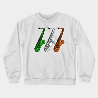 Saxophone Irish Flag Saxophonist Sax Player Ireland Crewneck Sweatshirt